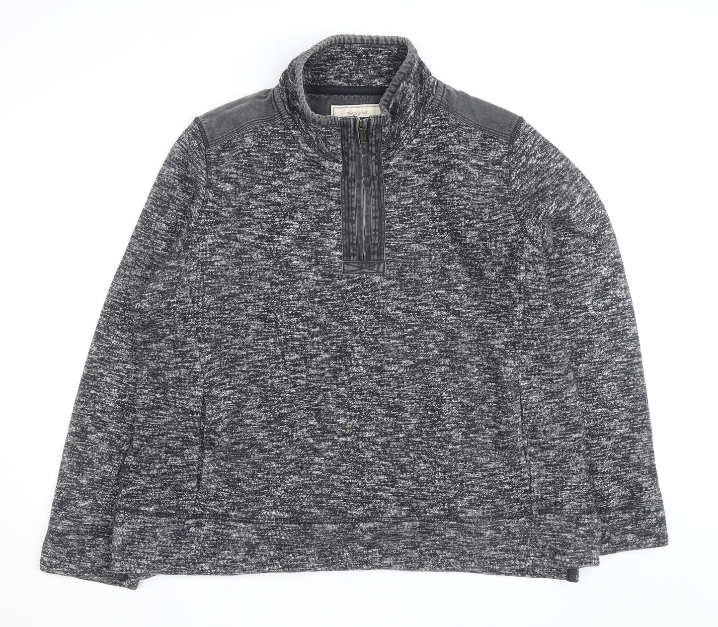 Fat Face Men's Grey 2XL 1/4 Zip Cotton Blend Jumper