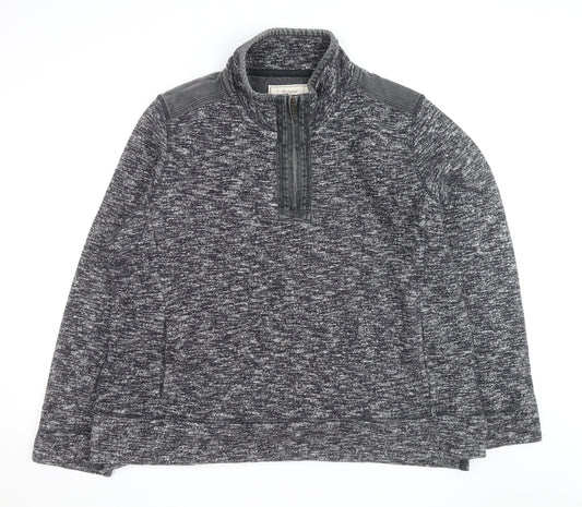 Fat Face Men's Grey 2XL 1/4 Zip Cotton Blend Jumper