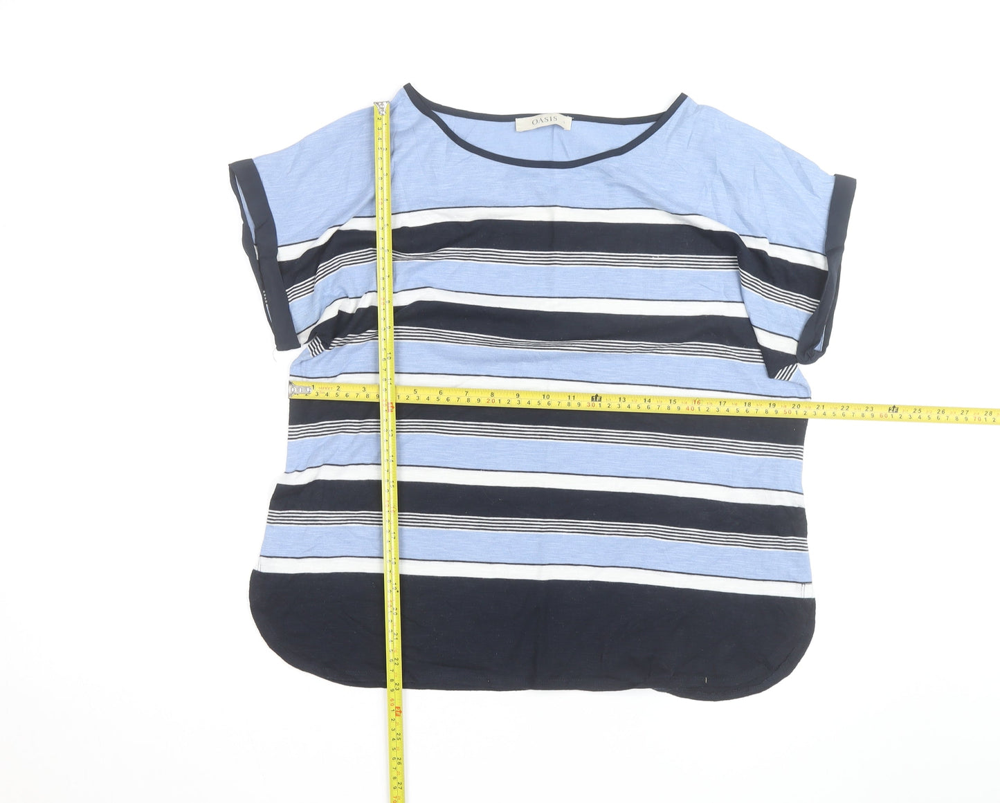 Oasis Women’s Blue Striped Relaxed T-Shirt Size L
