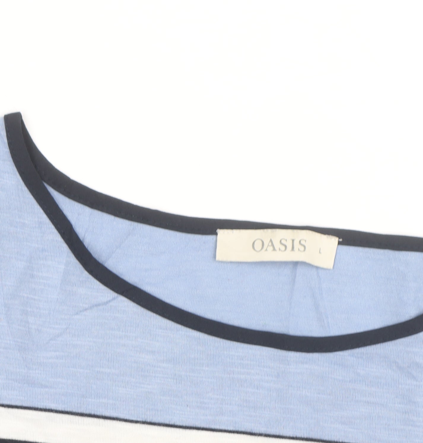 Oasis Women’s Blue Striped Relaxed T-Shirt Size L