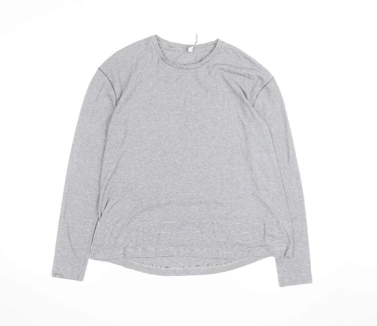 Maison de Nîmes Women’s Grey Striped Long Sleeve Jersey T-Shirt Size 10