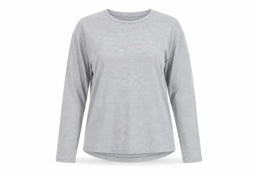 Maison de Nîmes Women’s Grey Striped Long Sleeve Jersey T-Shirt Size 10