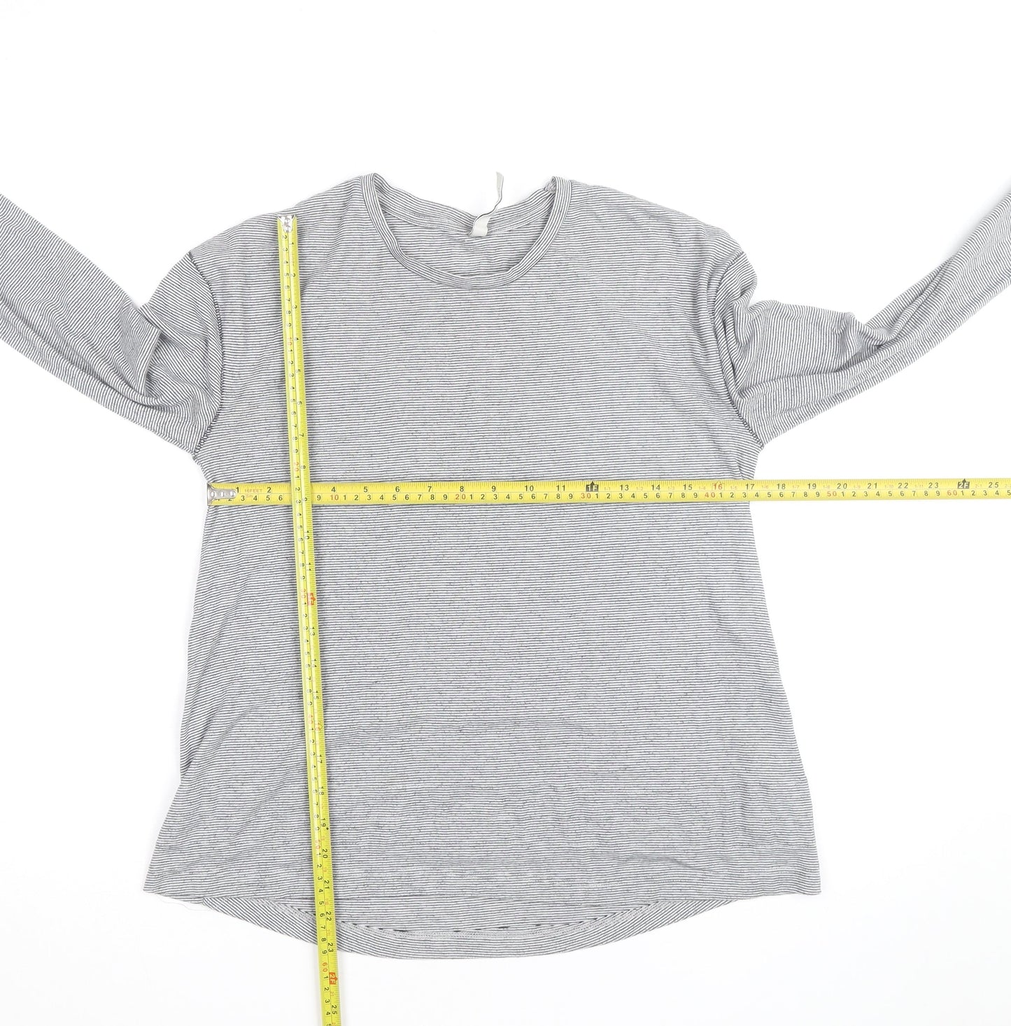 Maison de Nîmes Women’s Grey Striped Long Sleeve Jersey T-Shirt Size 10