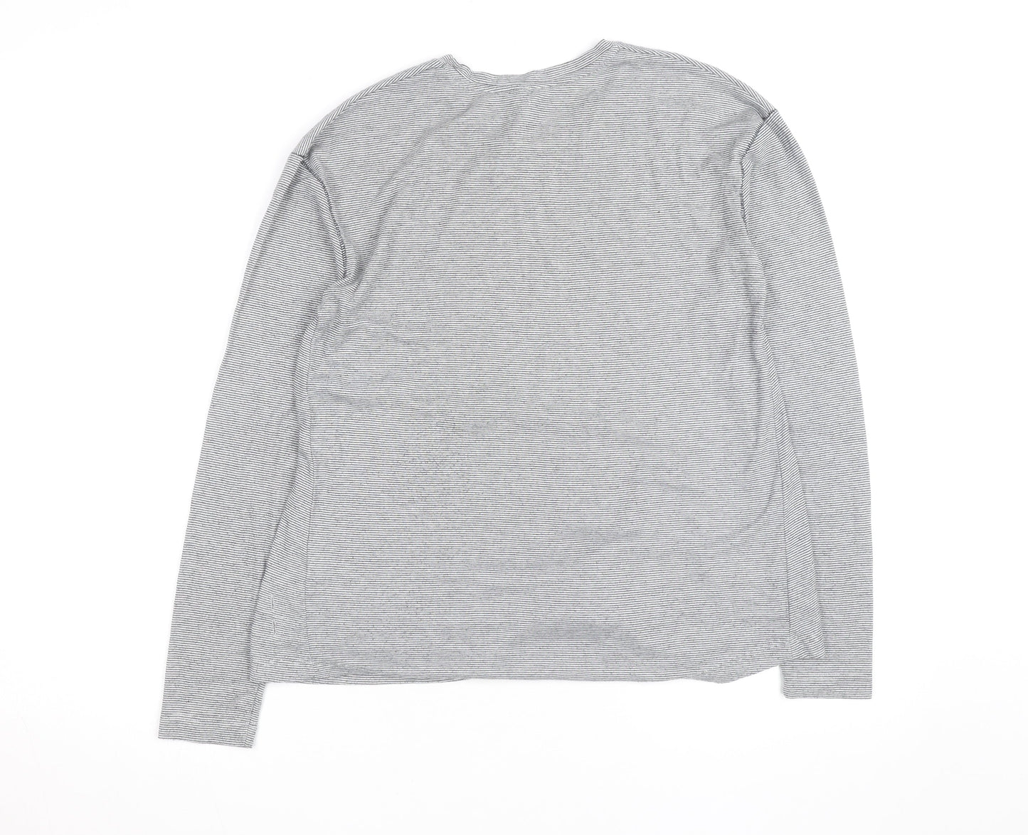 Maison de Nîmes Women’s Grey Striped Long Sleeve Jersey T-Shirt Size 10
