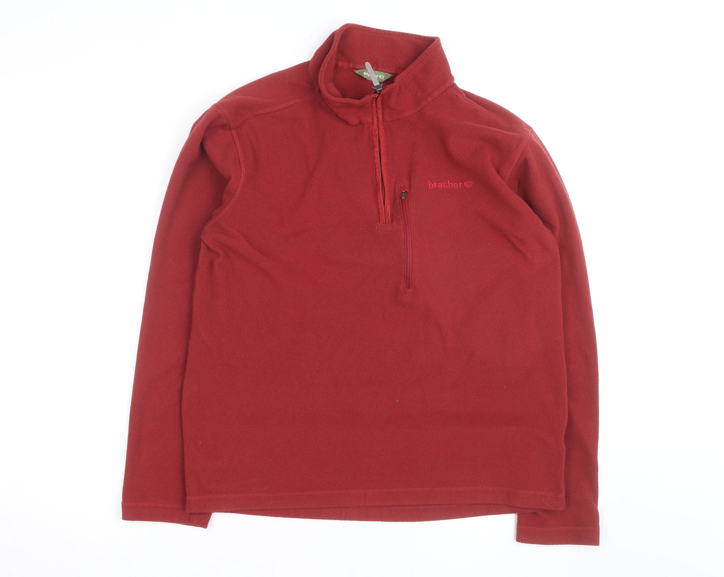 Brasher Mens Red Fleece 1/4 Zip Pullover Sweatshirt M