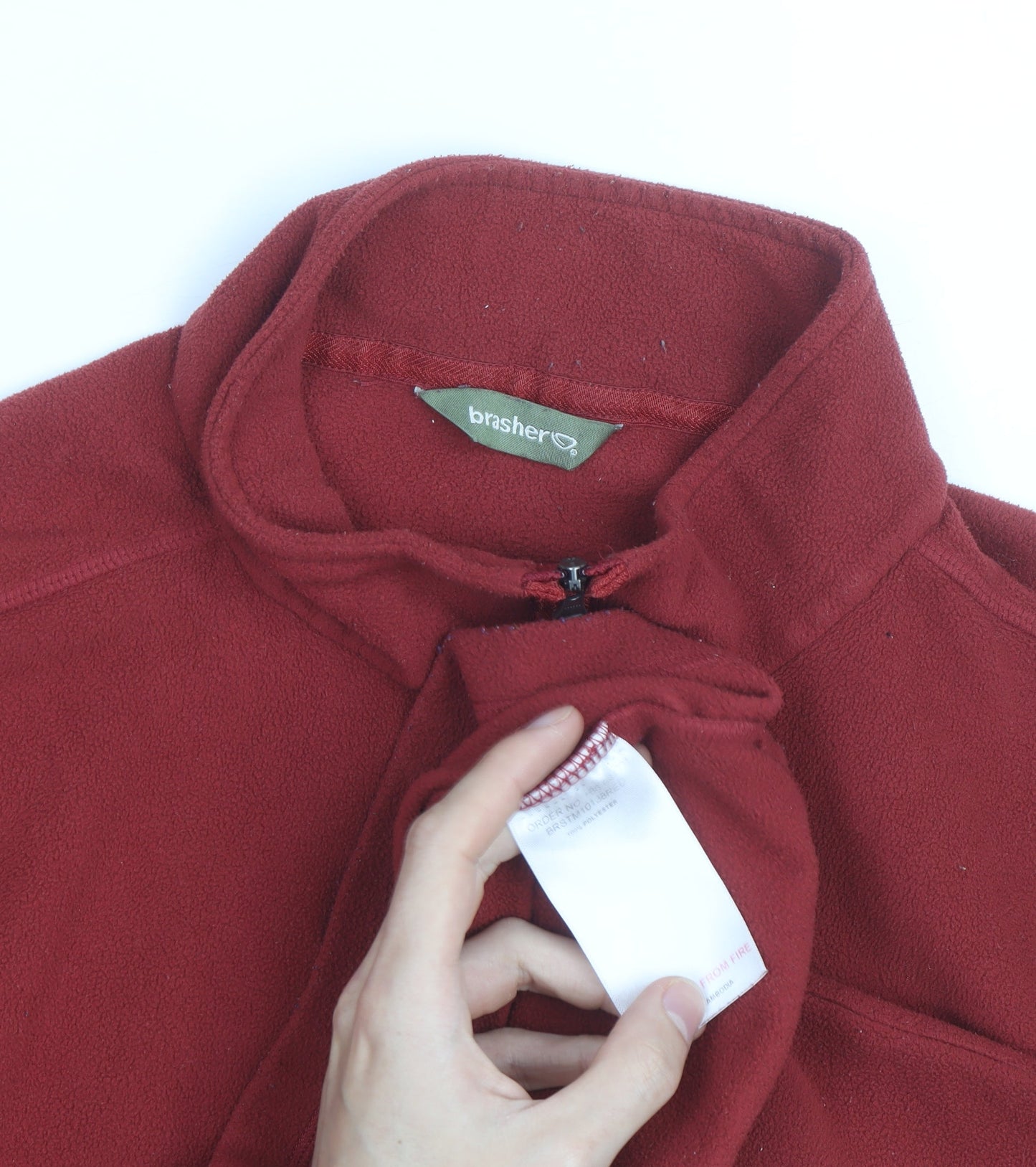 Brasher Mens Red Fleece 1/4 Zip Pullover Sweatshirt M