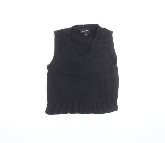 Monki Women’s Black Cotton Cable Knit Sleeveless V-Neck Jumper Vest S