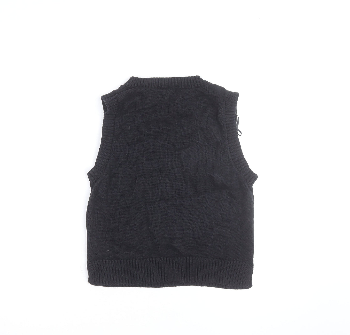 Monki Women’s Black Cotton Cable Knit Sleeveless V-Neck Jumper Vest S