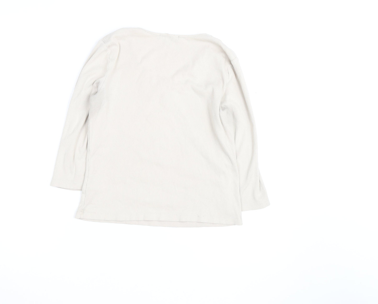 Debbie Morgan Women Beige V-Neck Lace Trim Stretch Jumper M