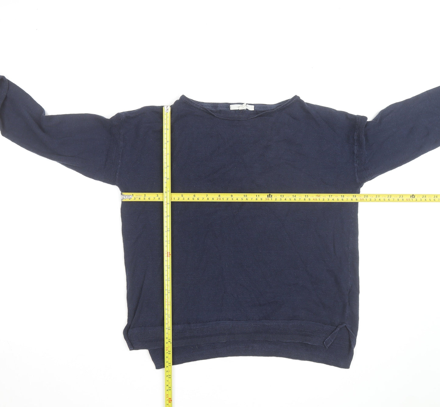 White Stuff Women's Blue Cotton Boat Neck Jumper Size 14