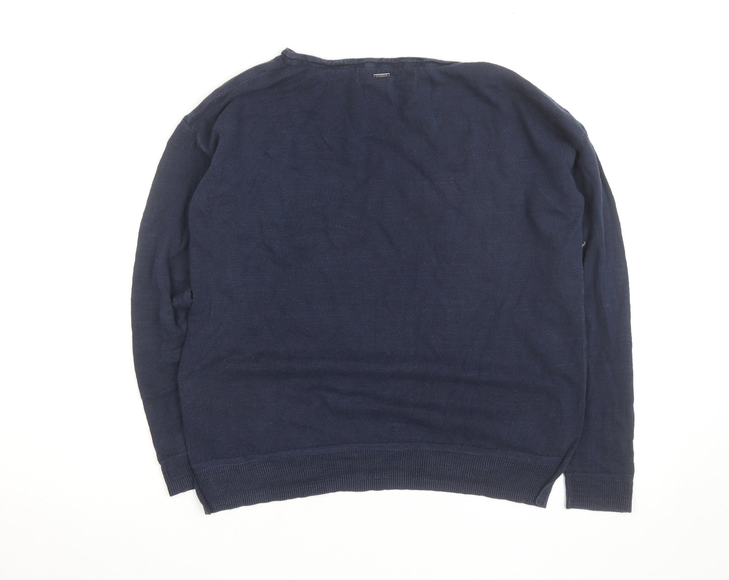 White Stuff Women's Blue Cotton Boat Neck Jumper Size 14