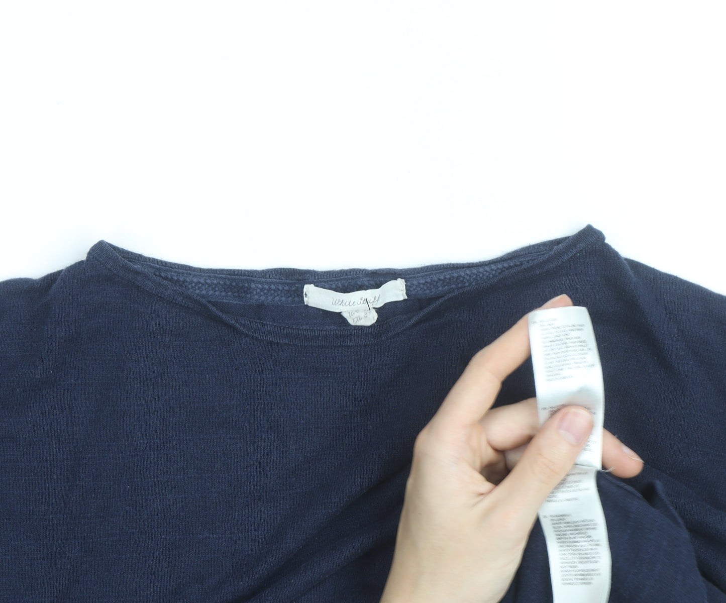 White Stuff Women's Blue Cotton Boat Neck Jumper Size 14