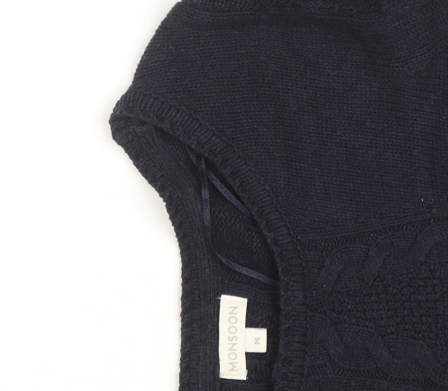 Monsoon Womens Blue Cable Knit Long Sleeve Tunic Jumper M