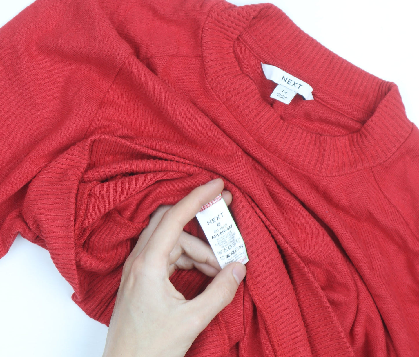 Next Women's Red Mock Neck Cotton Jumper Size M