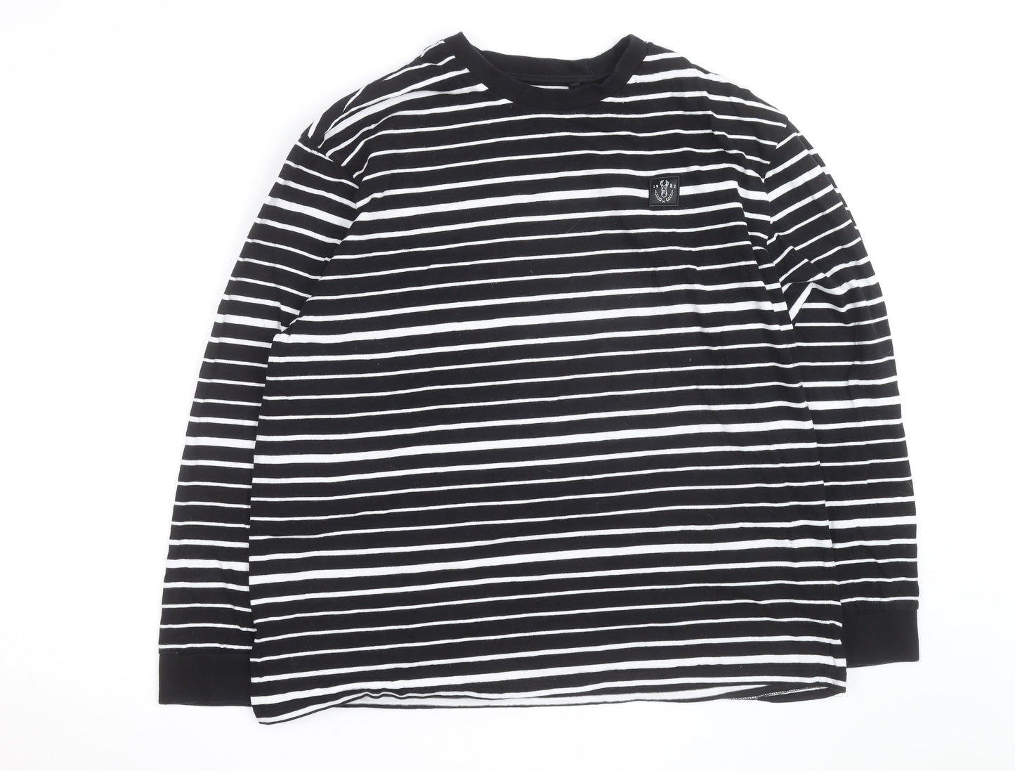Next Women Black White Striped Long Sleeve Pullover Sweatshirt Size 14