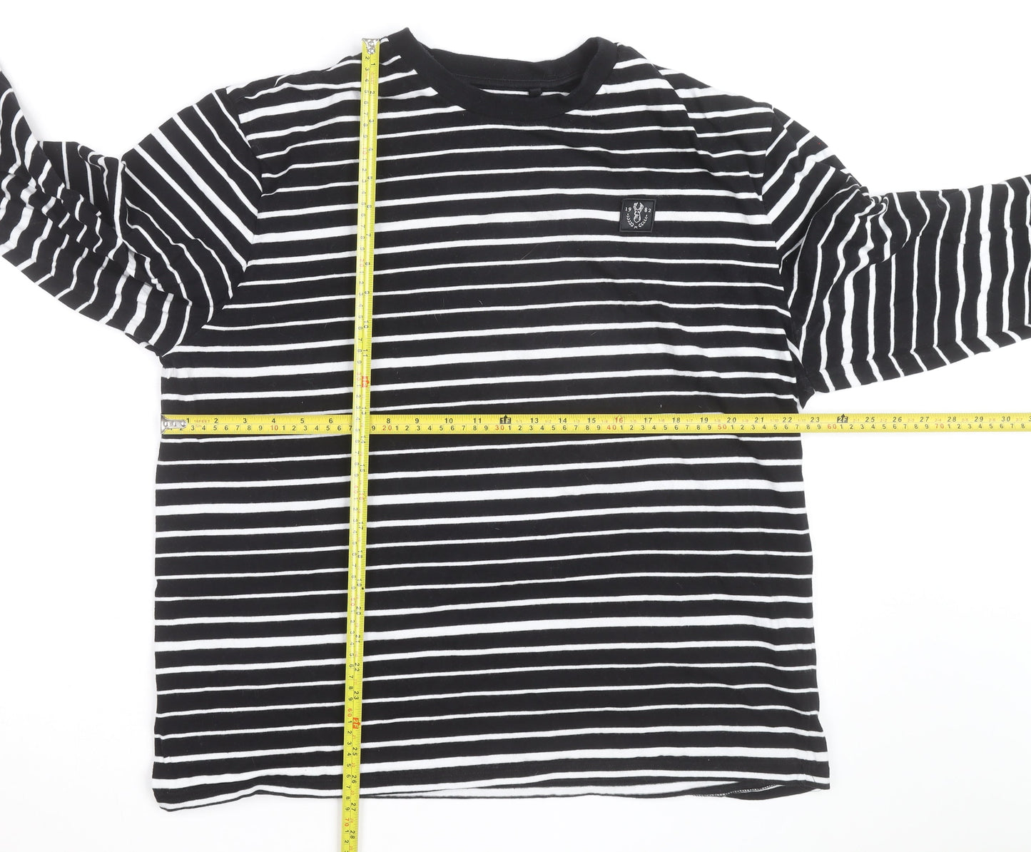 Next Women Black White Striped Long Sleeve Pullover Sweatshirt Size 14