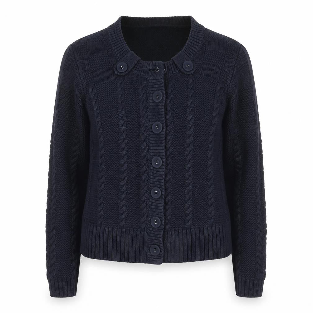 Laura Ashley Womens Black Cable Knit Cardigan Size 14