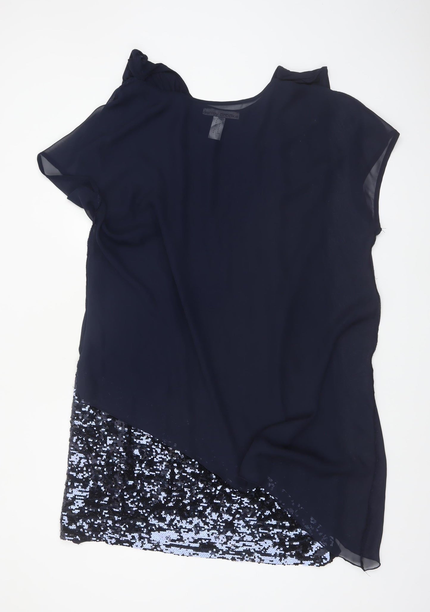Ashley Brooke Women Blue Sequin Asymmetric Short Dress Size 22