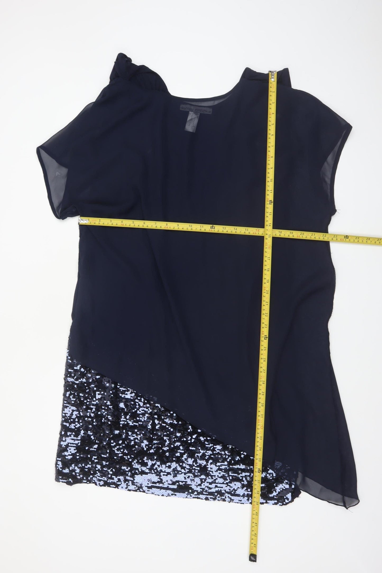 Ashley Brooke Women Blue Sequin Asymmetric Short Dress Size 22