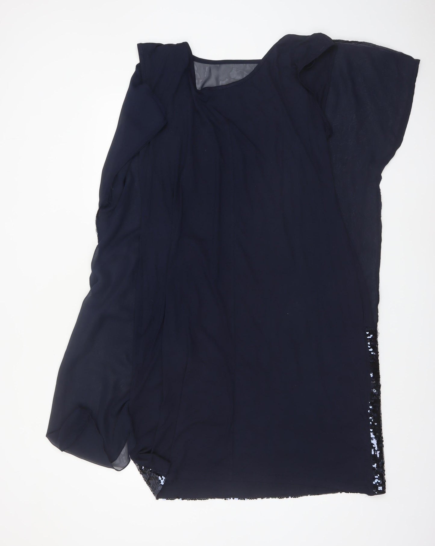 Ashley Brooke Women Blue Sequin Asymmetric Short Dress Size 22