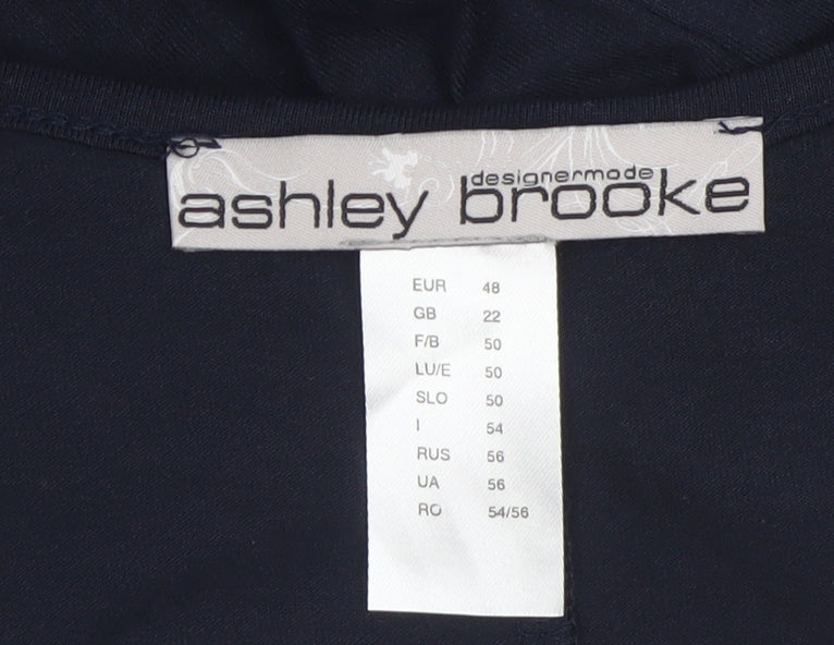 Ashley Brooke Women Blue Sequin Asymmetric Short Dress Size 22