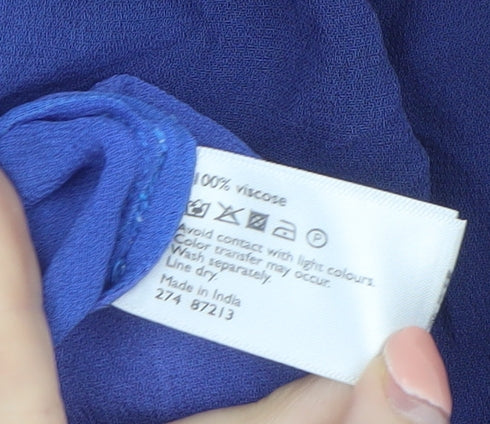 John Lewis Women’s Blue Long Slip Dress Size L Viscose Summer
