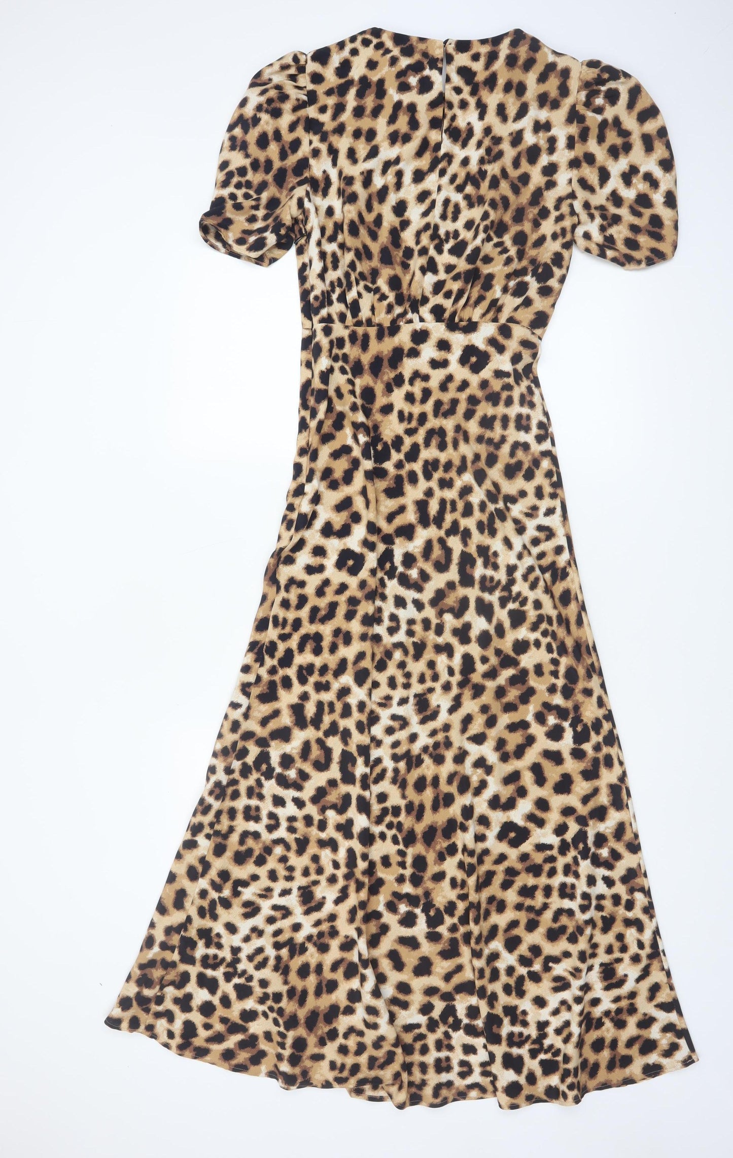 Marks and Spencer Womens Brown Leopard Print Midi A-Line Dress Size 6