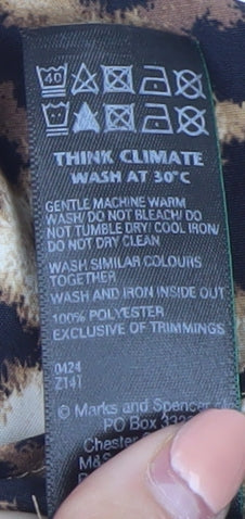 Marks and Spencer Womens Brown Leopard Print Midi A-Line Dress Size 6