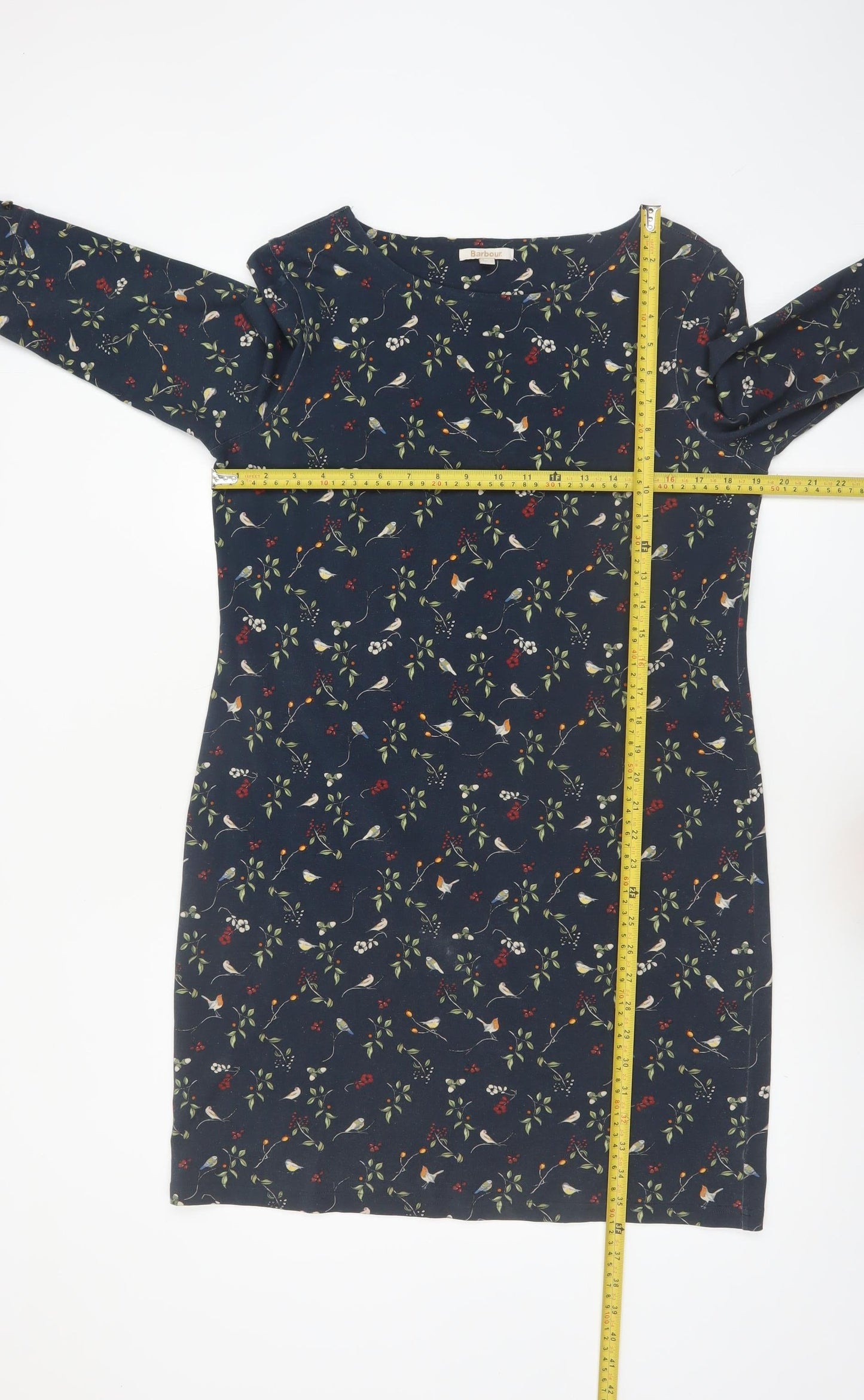 Barbour Women's Blue Floral Bird Print Shift Dress Size 12