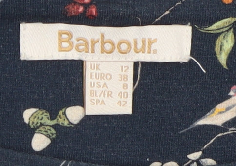 Barbour Women's Blue Floral Bird Print Shift Dress Size 12