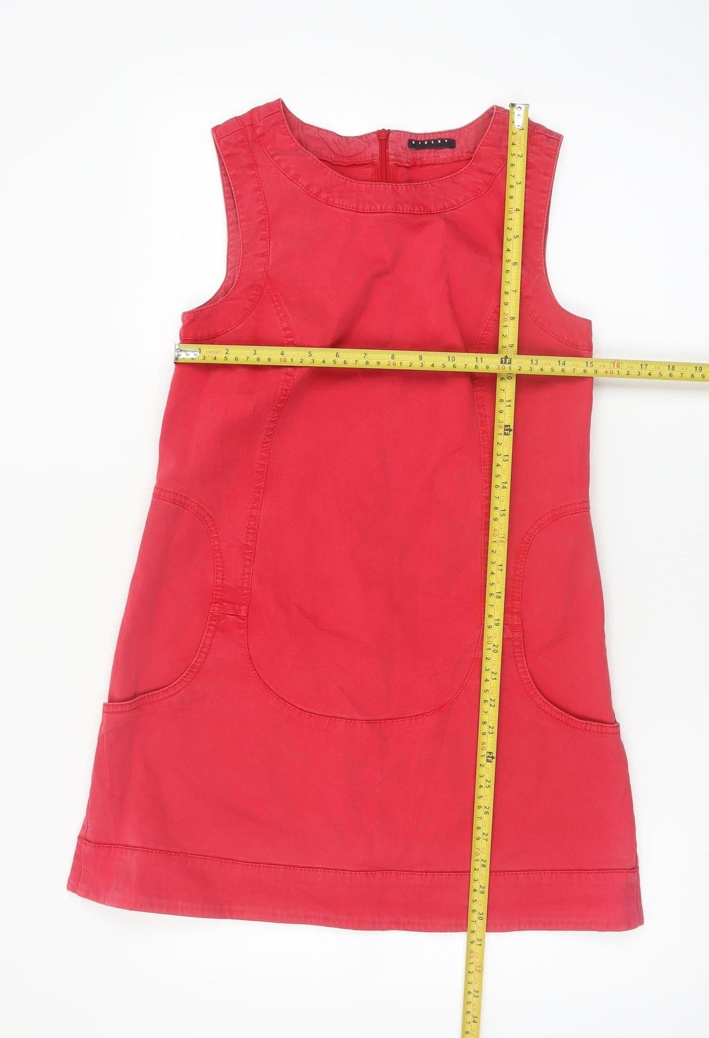 Sisley Women's Red Sleeveless Shift Dress Size S Short Casual