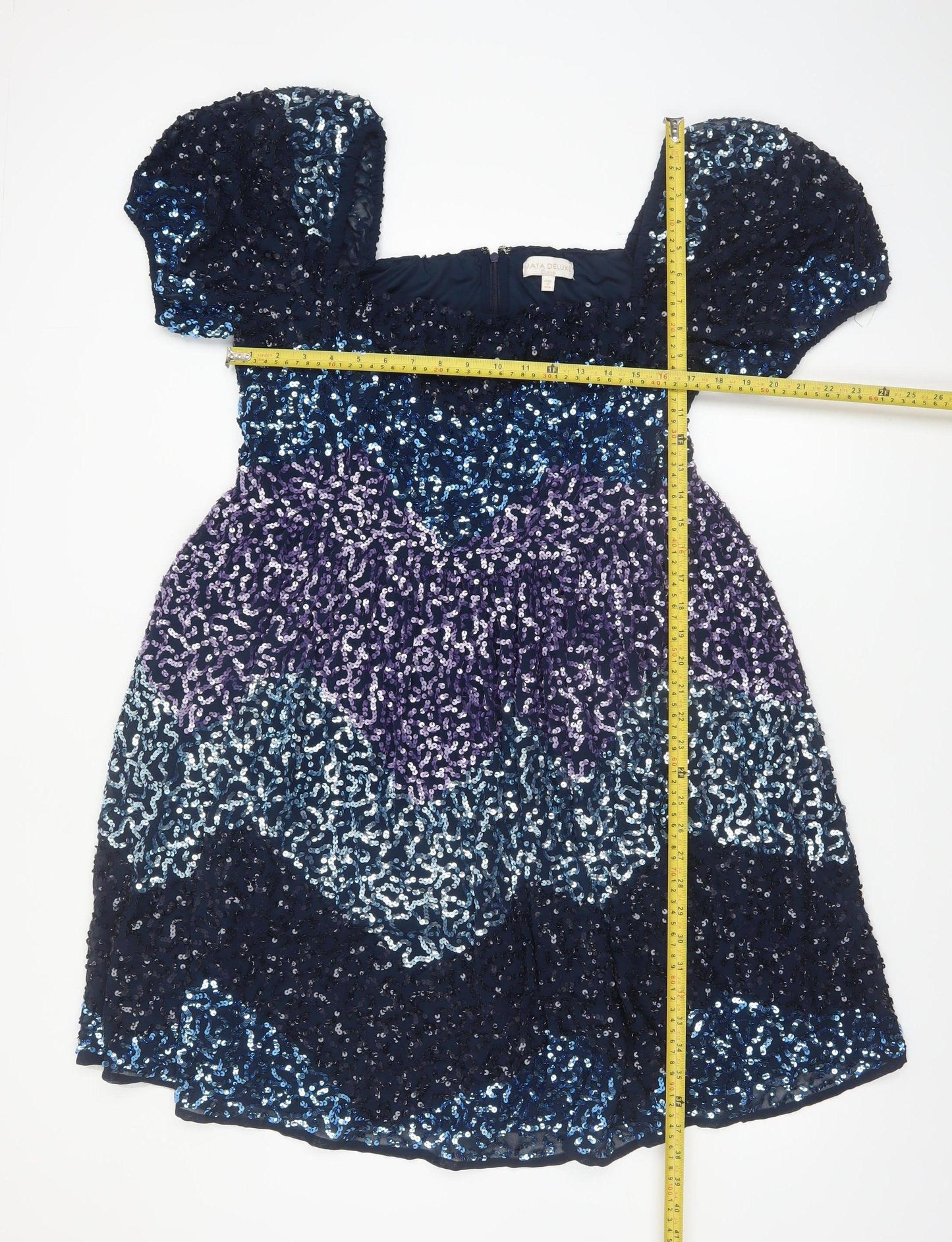 Maya Deluxe Women's Multicoloured Sequin A-Line Dress Size 16