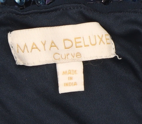 Maya Deluxe Women's Multicoloured Sequin A-Line Dress Size 16