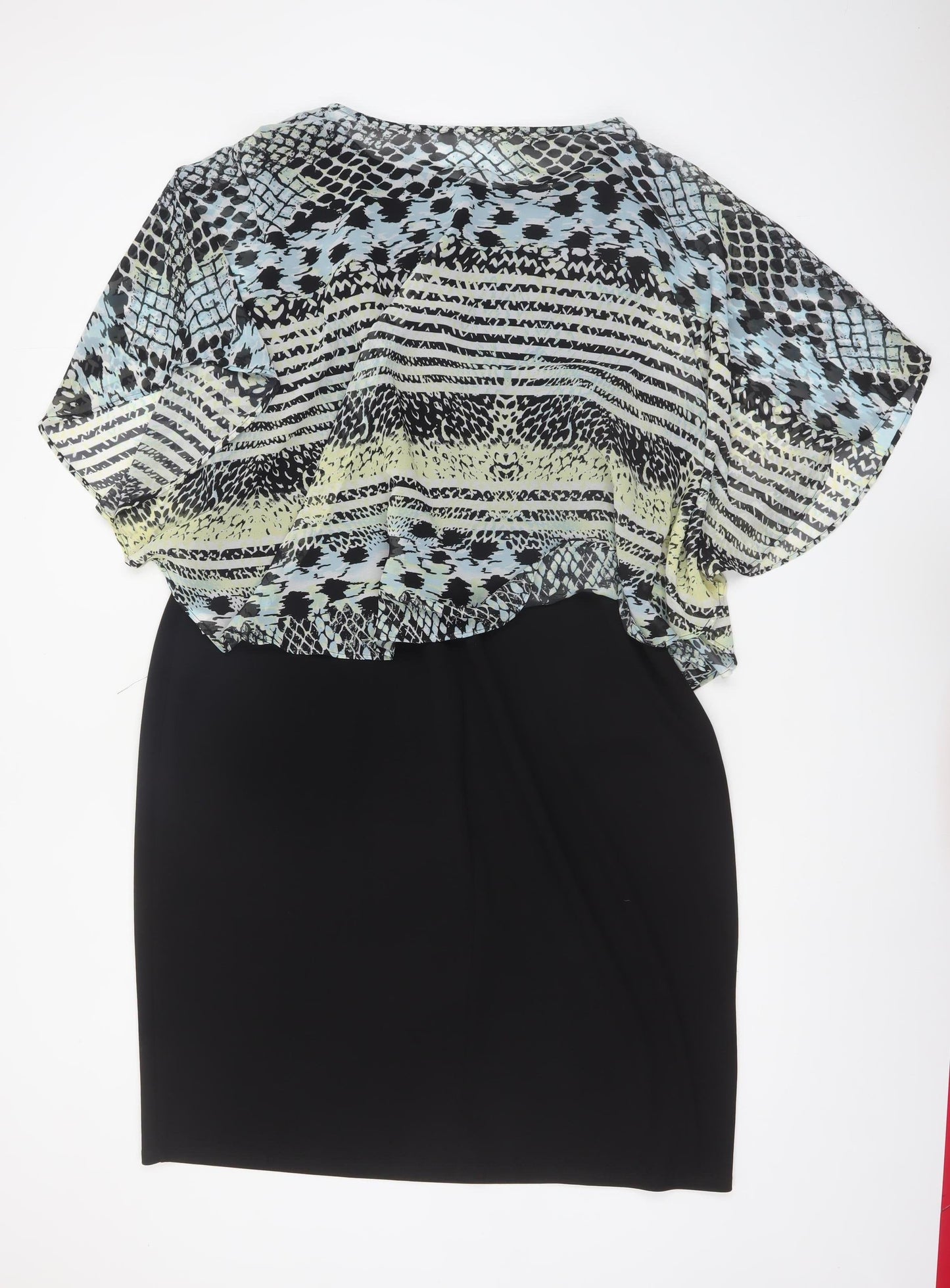 Bonmarché Women’s Black Geometric Shift Dress Size 22 Plus