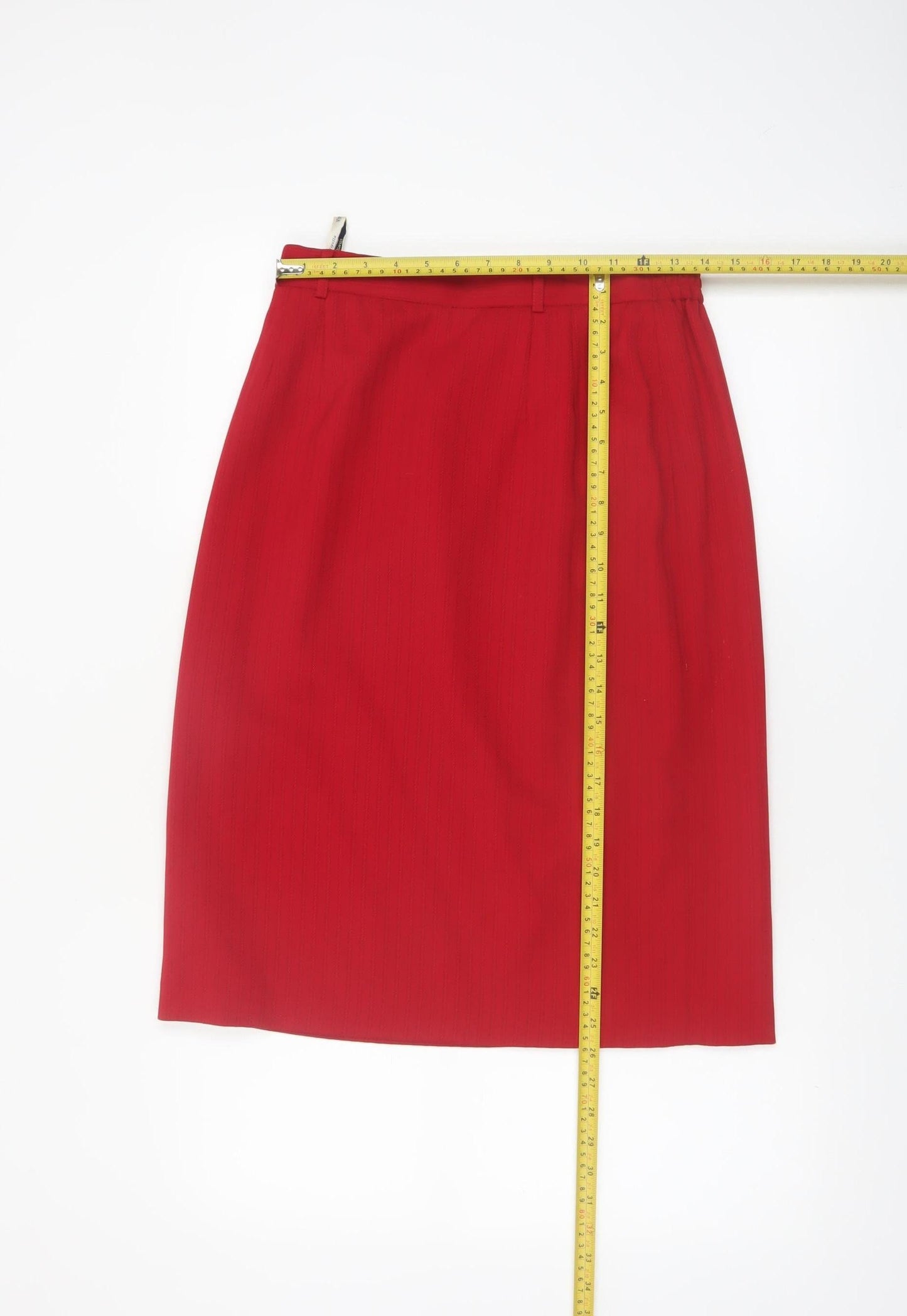 Viyella Women Red Wool Blend Petite Pencil Skirt UK12