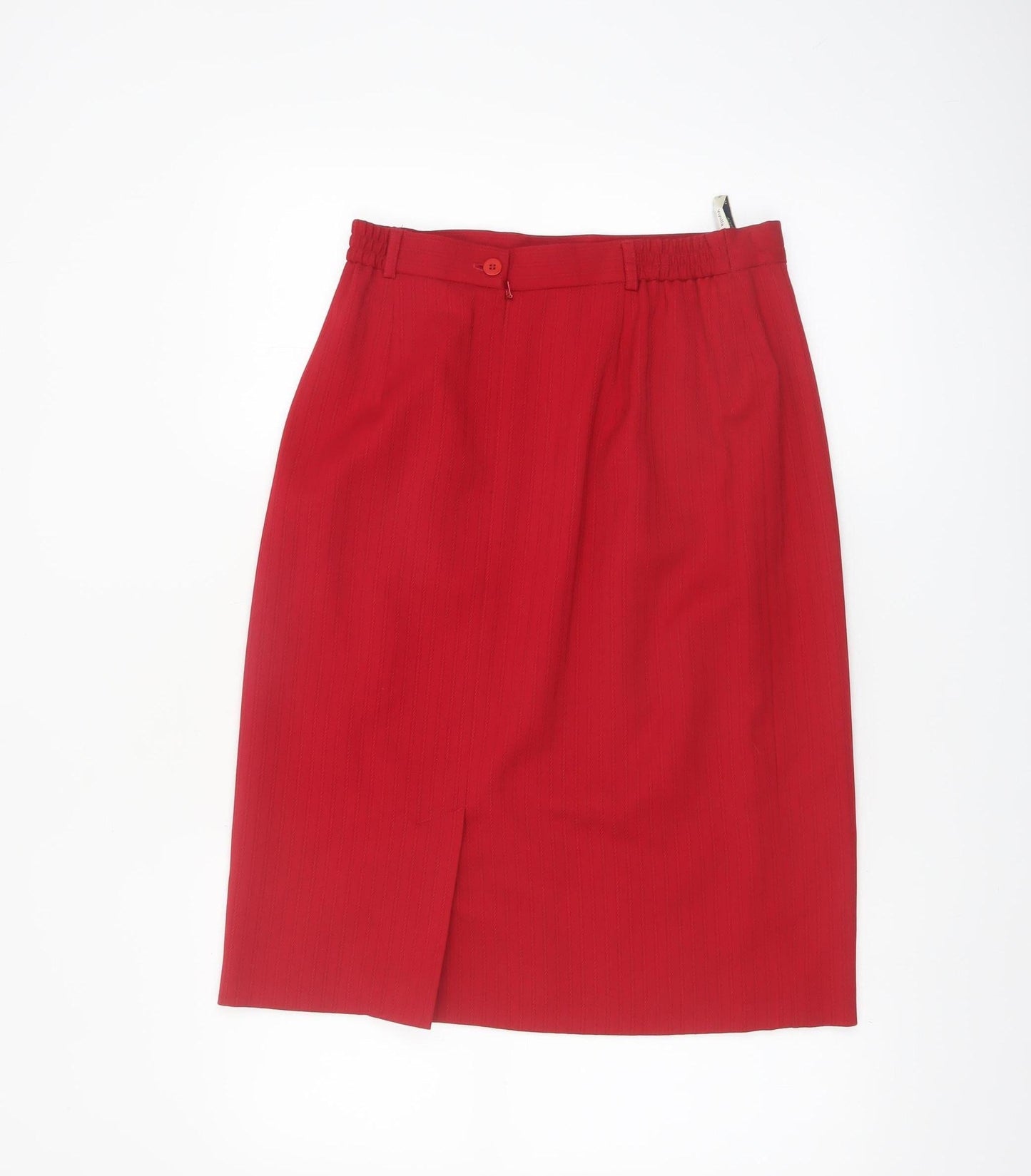 Viyella Women Red Wool Blend Petite Pencil Skirt UK12
