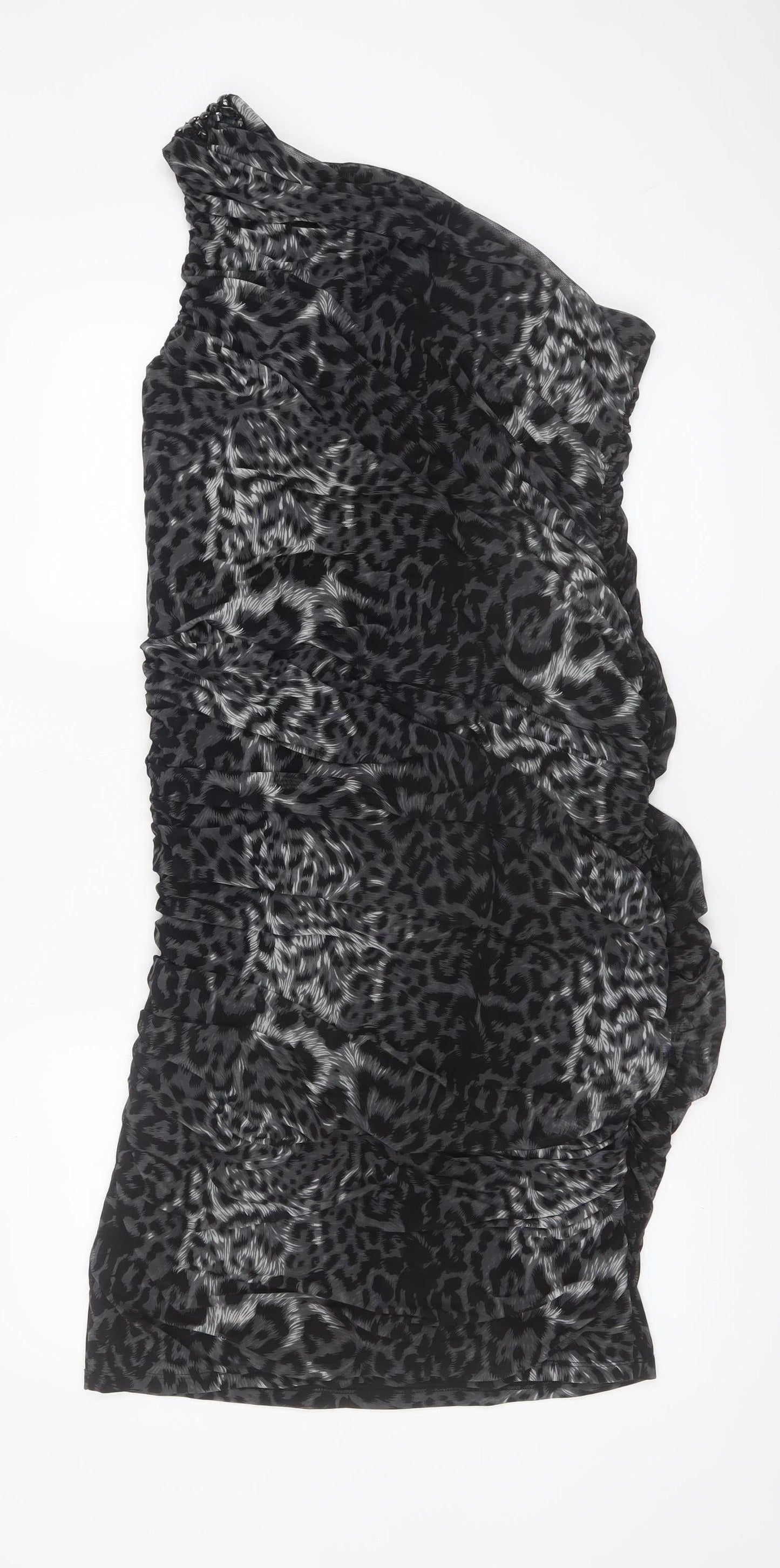 Planet Women's Black Animal Print One Shoulder Bodycon Dress Size 14