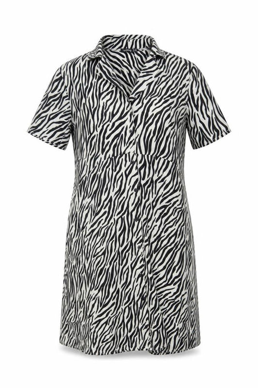 Boohoo Womens Black Zebra Print Shirt Dress Size 12