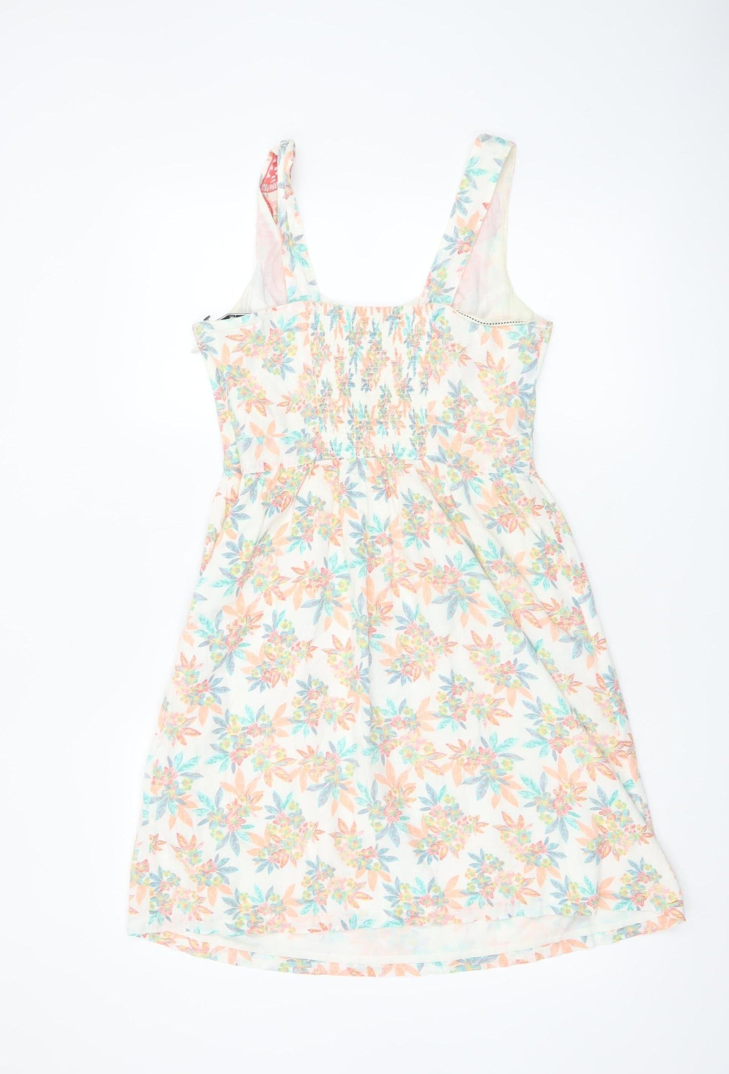Fat Face Women’s Ivory Floral A-Line Cotton Summer Dress Size 10
