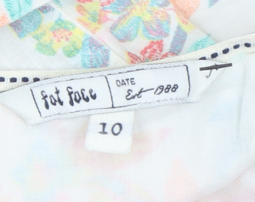 Fat Face Women’s Ivory Floral A-Line Cotton Summer Dress Size 10