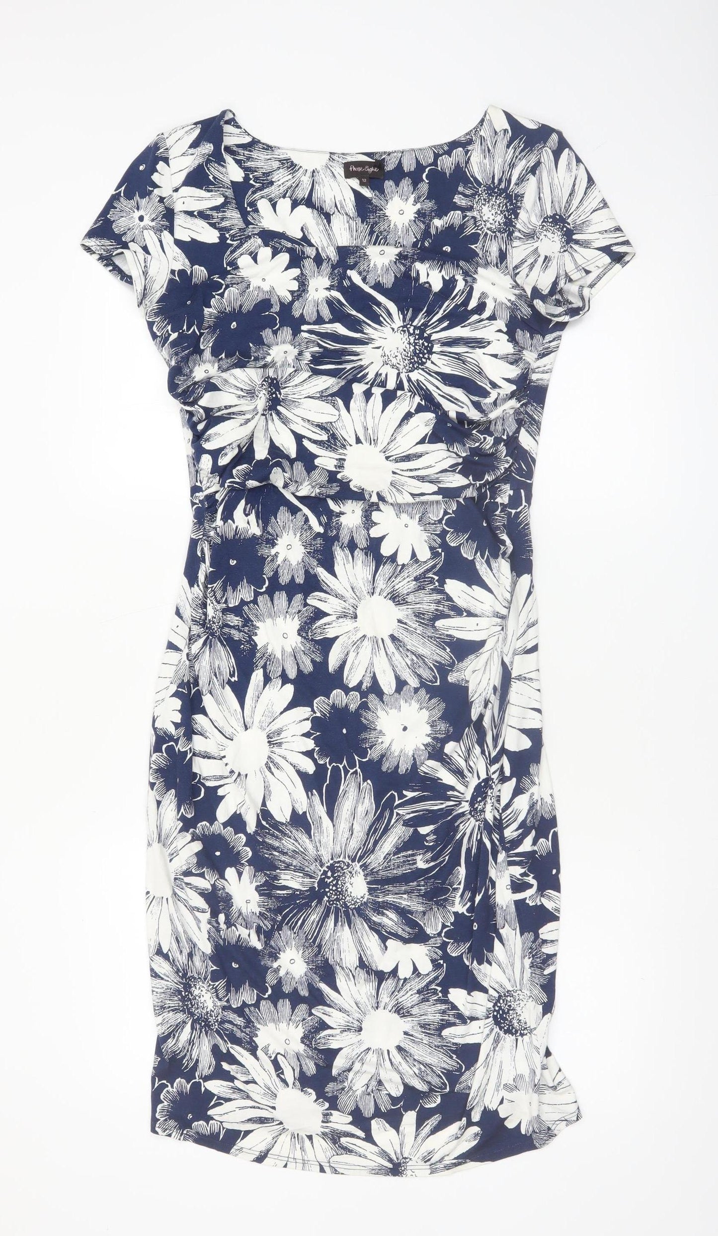Phase Eight Women’s Blue Floral Bodycon Knee Length Dress Size 12