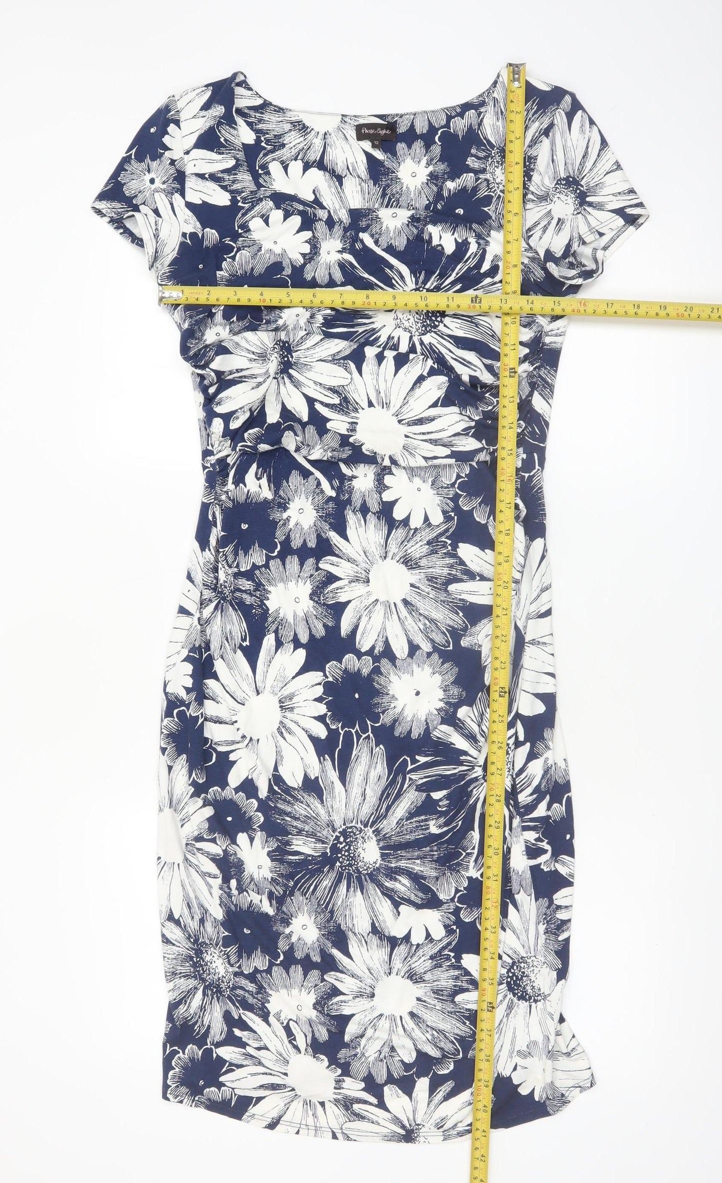 Phase Eight Women’s Blue Floral Bodycon Knee Length Dress Size 12
