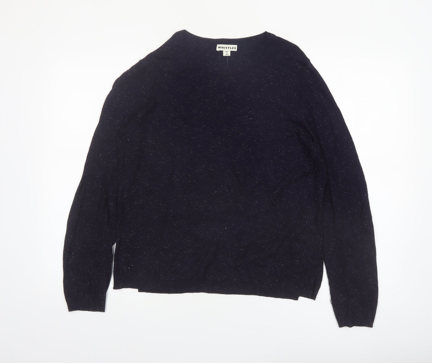 Whistles Women Black Wool Blend Crew Neck Jumper Size 14