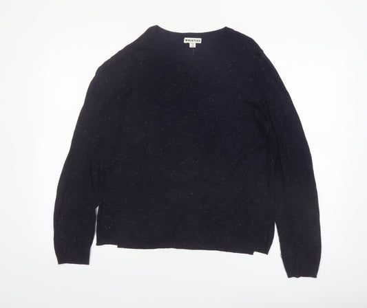 Whistles Women Black Wool Blend Crew Neck Jumper Size 14
