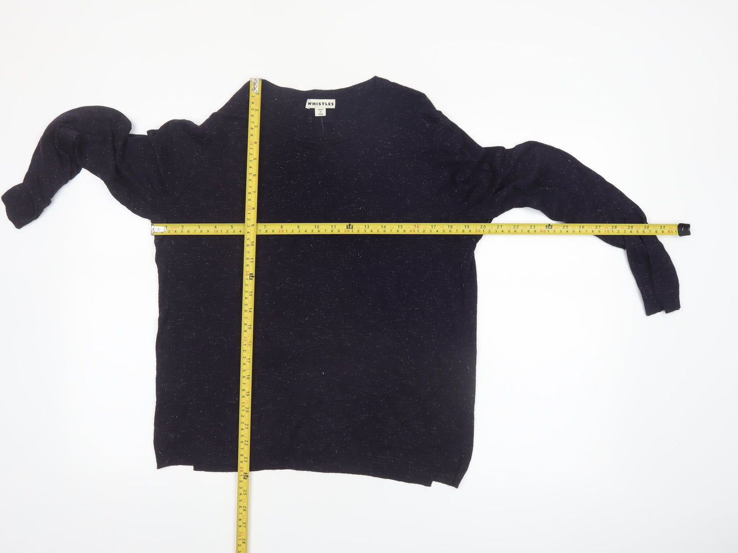 Whistles Women Black Wool Blend Crew Neck Jumper Size 14