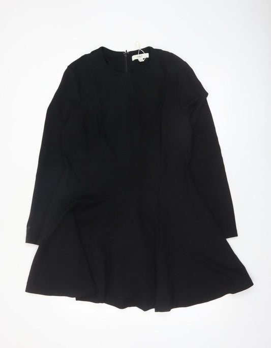 Marks and Spencer Women Black Size 16 Fit & Flare Long Sleeve Dress