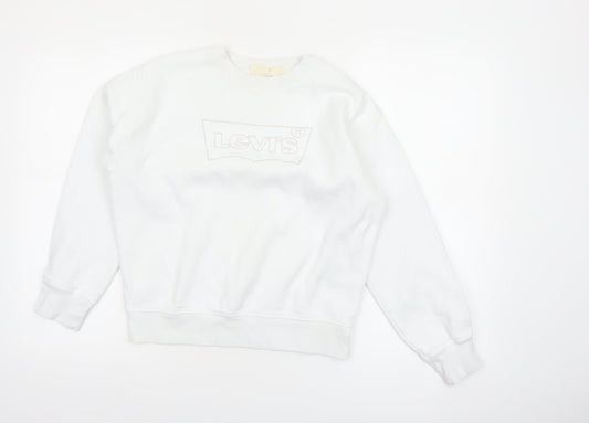 Preloved Levi's Women's White XS Cotton Blend Pullover Sweatshirt - Front
