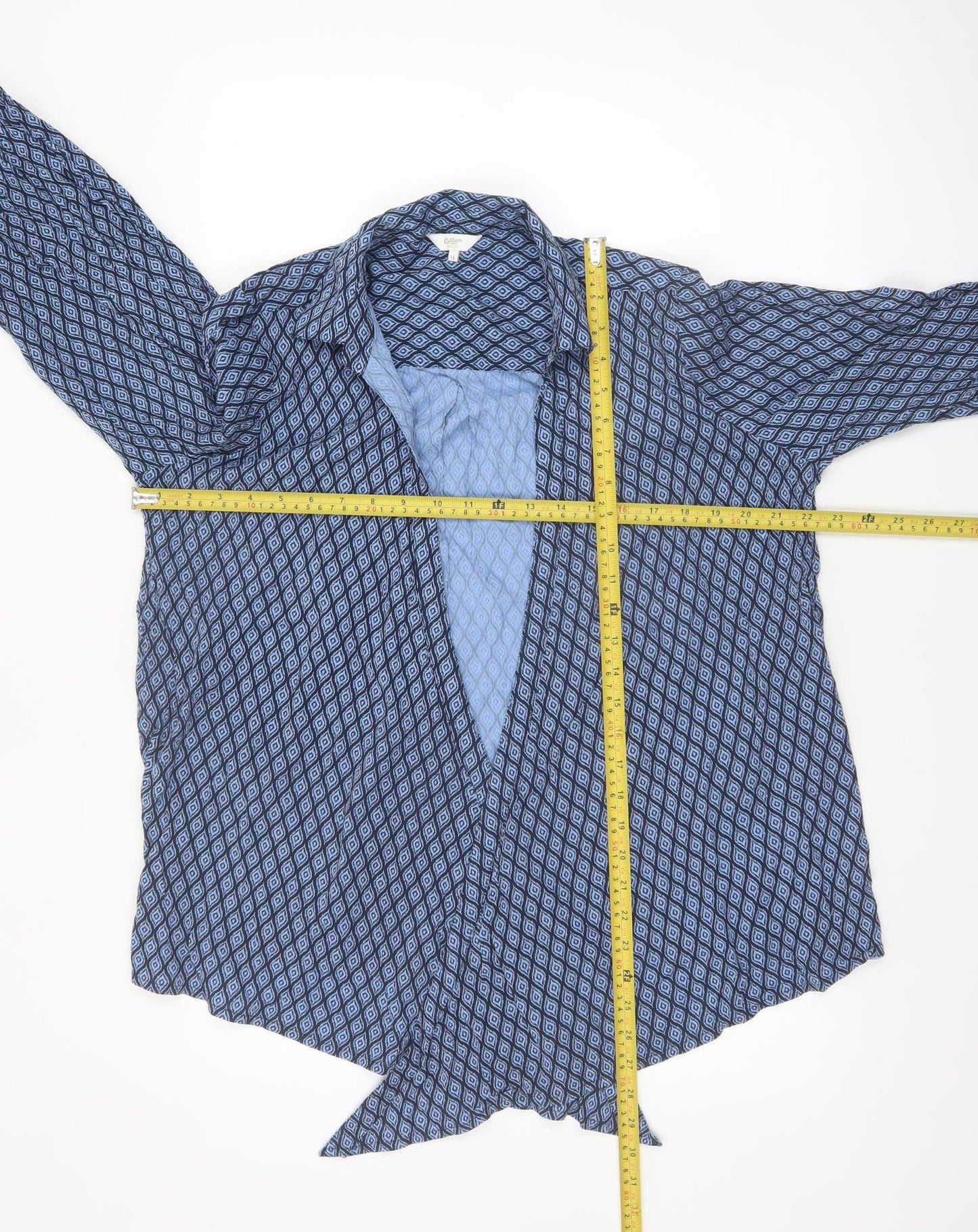Cotton Traders Women's Blue Geometric Tunic Blouse Size 16