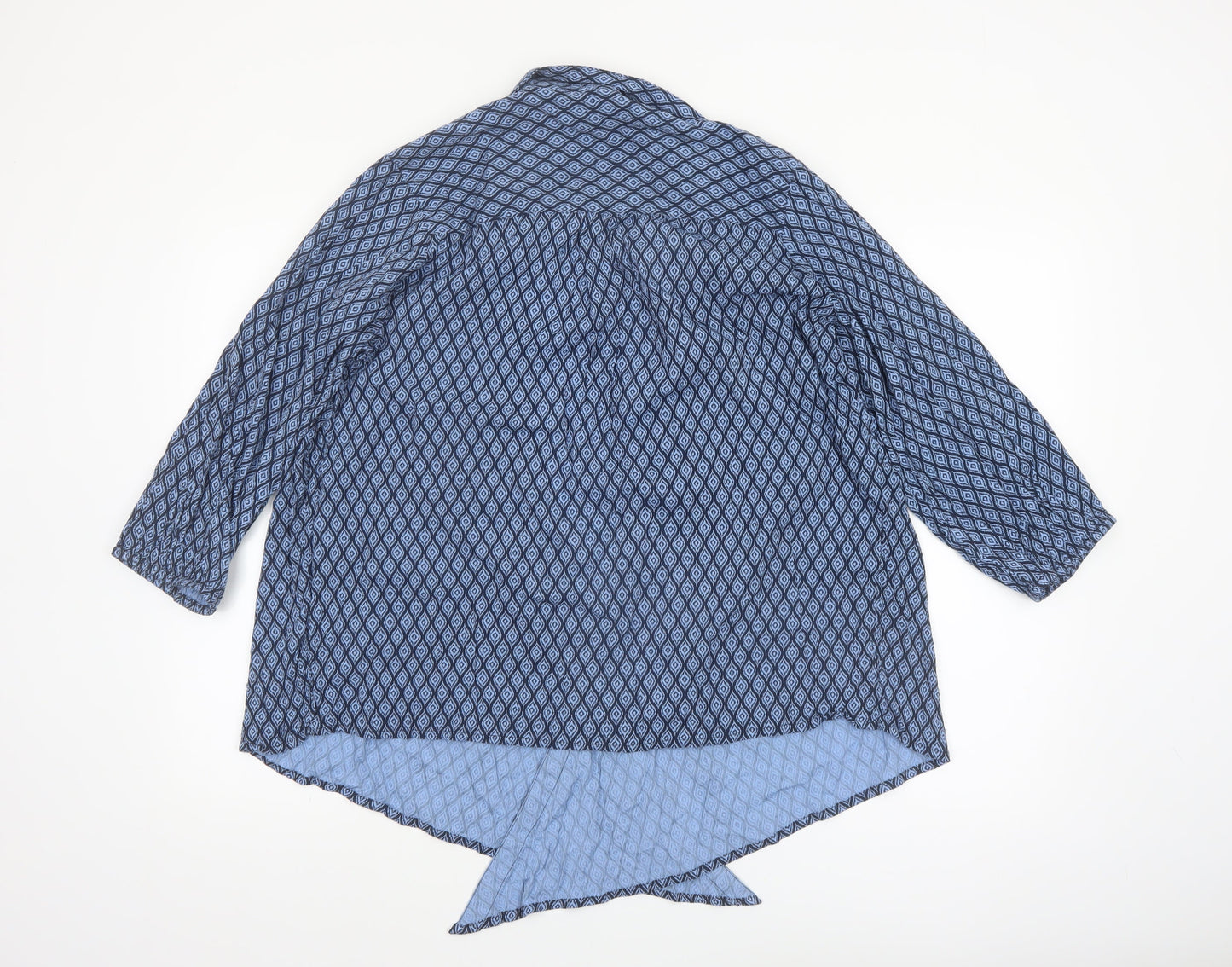 Cotton Traders Women's Blue Geometric Tunic Blouse Size 16