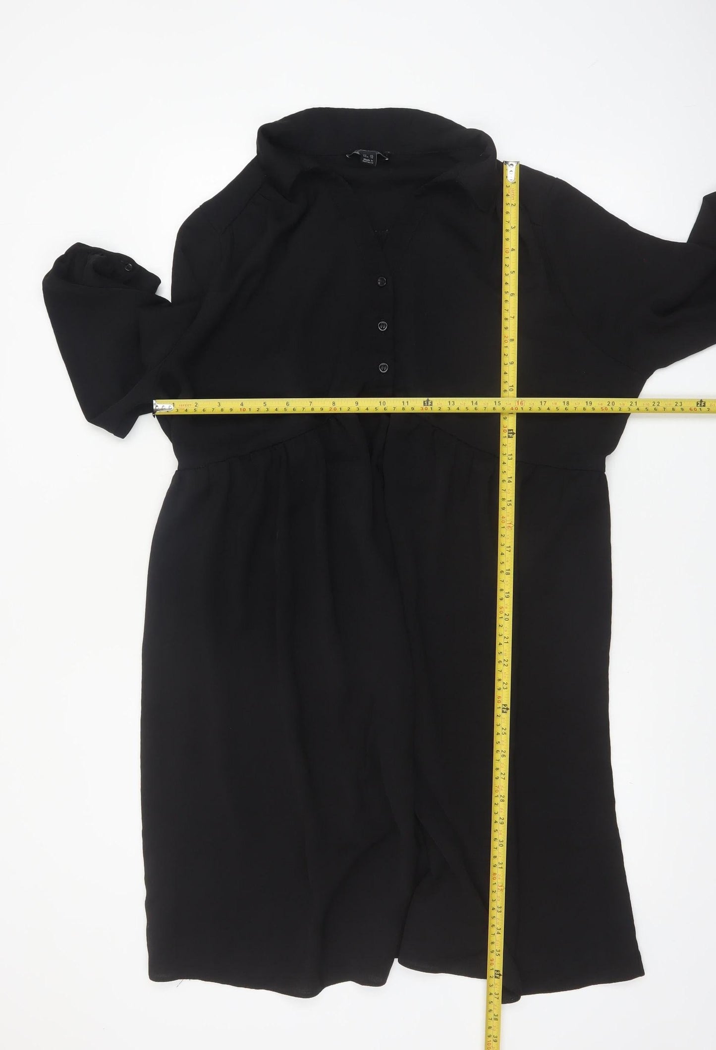 New Look Women’s Black Maternity Shirt Dress UK 16 Button Up 3/4 Sleeve